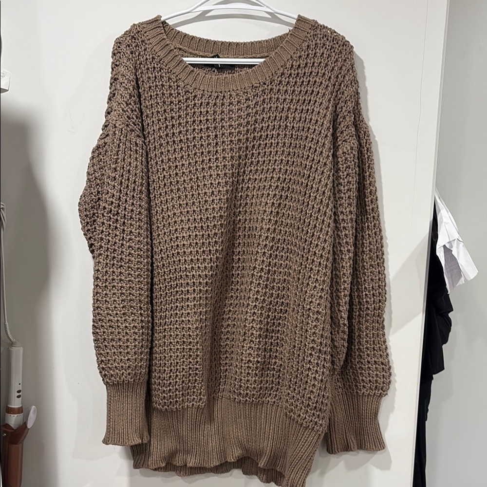 Trois oversized Brown Knit Sweater